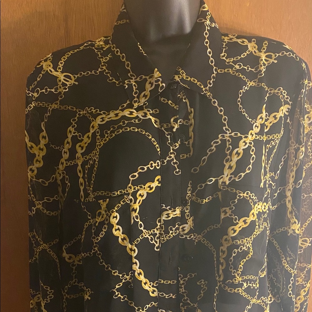 Black Blouse w/ Chain Print Design